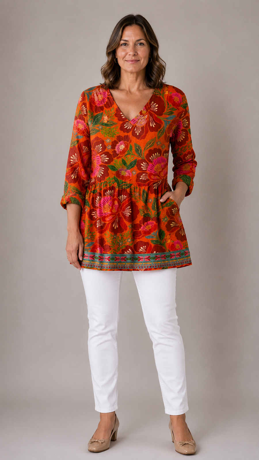 Odette Long V-Neck Blouse