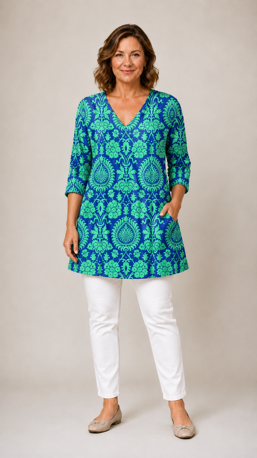 Noelle Longline Patterned Blouse