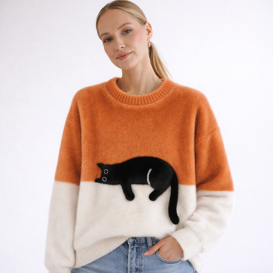 Mabel Cat Print Knit Jumper