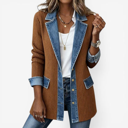 Amara Mixed-Texture Open-Front Jacket