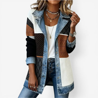 Amara Mixed-Texture Open-Front Jacket