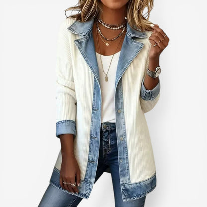 Amara Mixed-Texture Open-Front Jacket