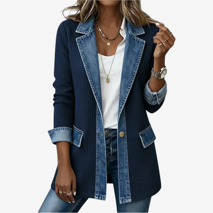 Amara Mixed-Texture Open-Front Jacket